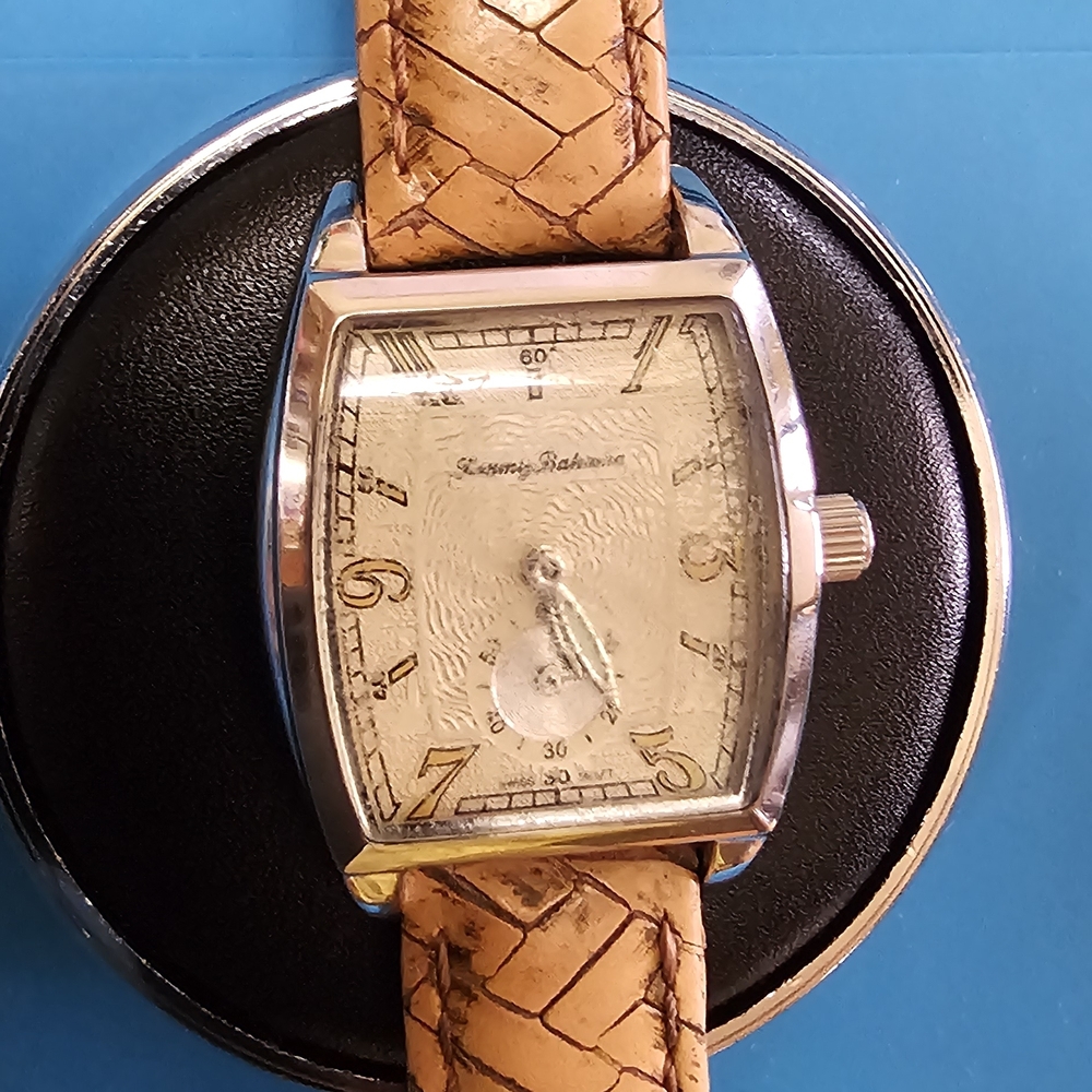 Tommy Bahama Cream Dial Watch with Tan Braided Leather Strap